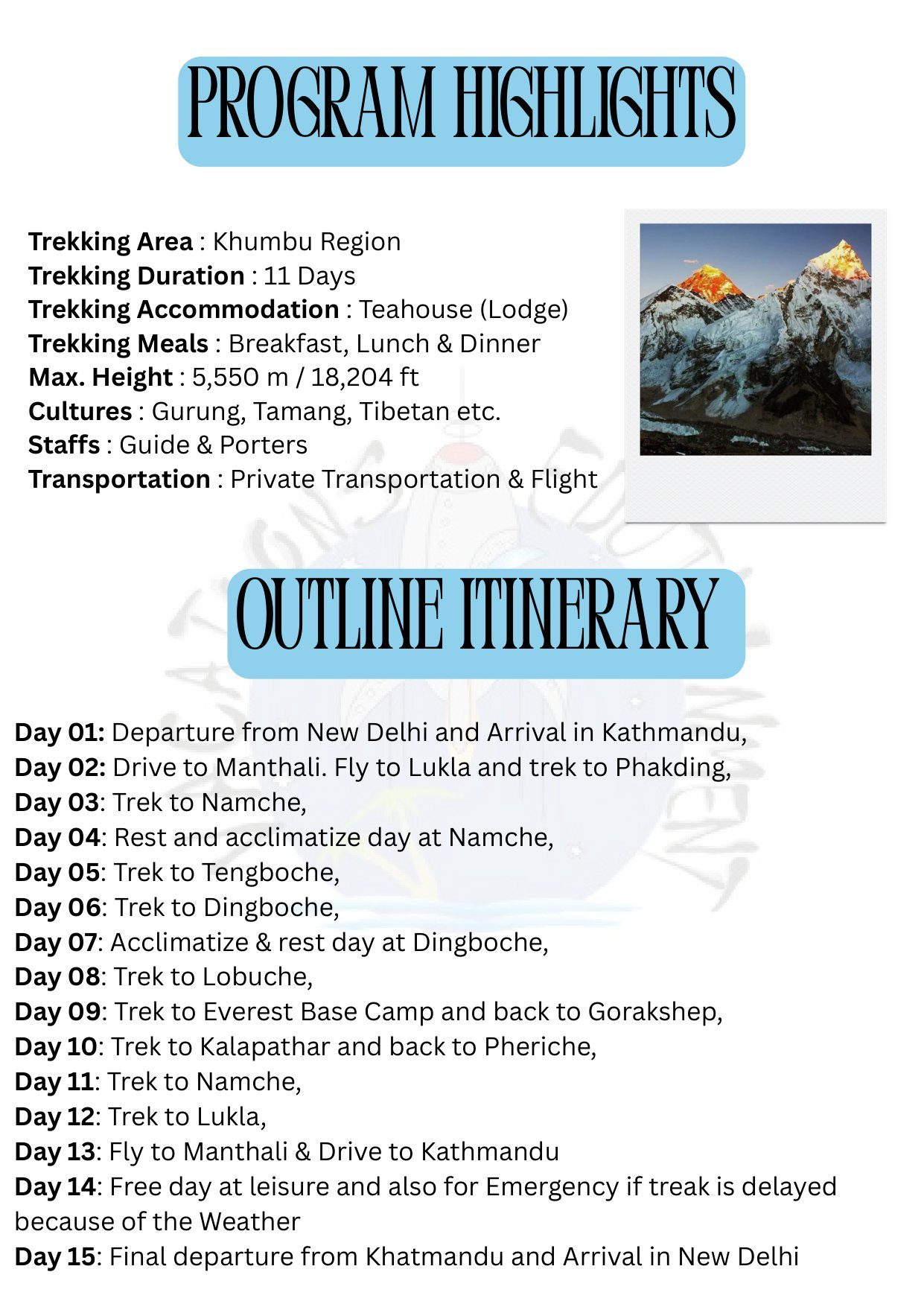 Everest Base Camp Trek itinerary &ndash; page 7