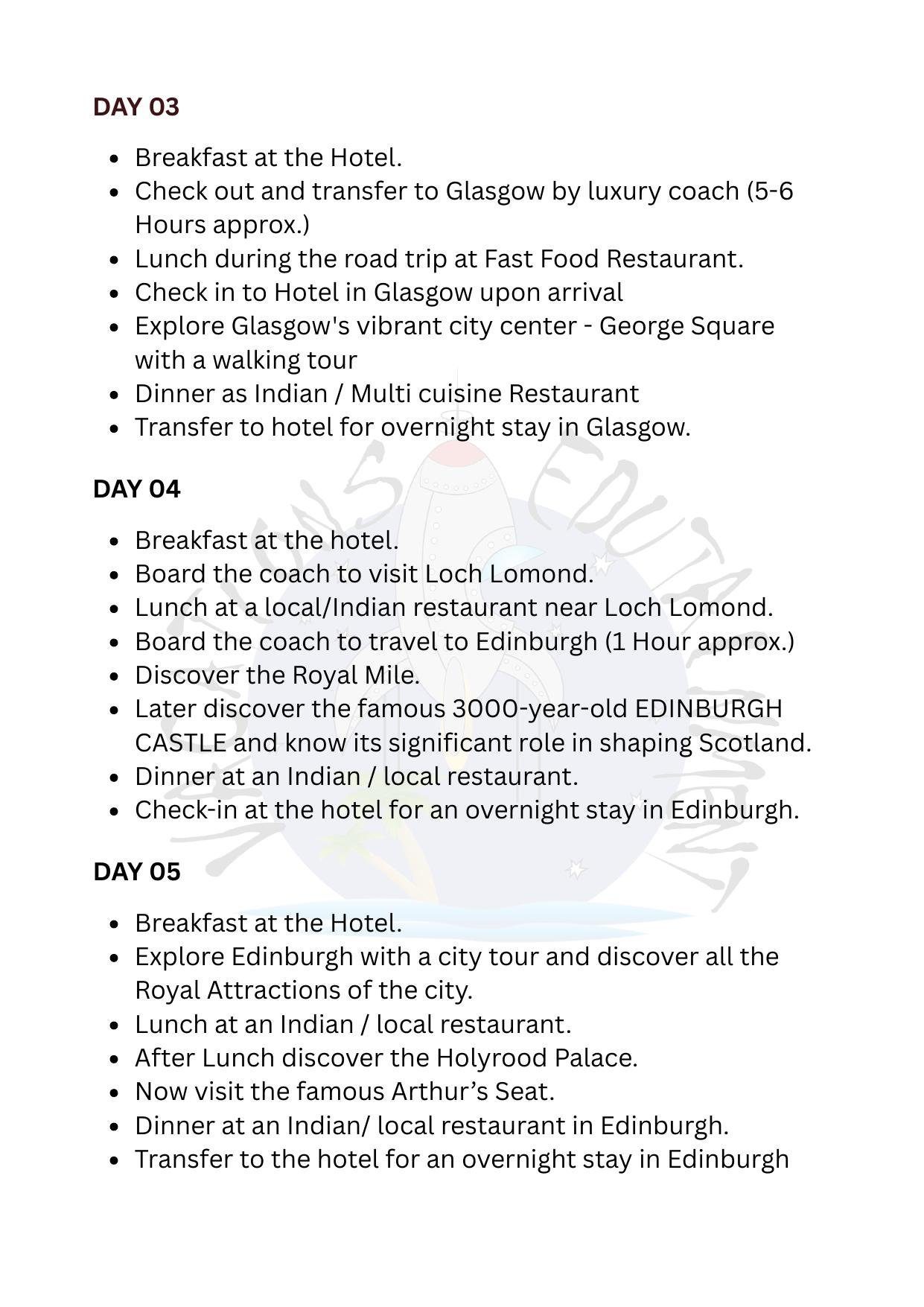 United Kingdom itinerary &ndash; page 4