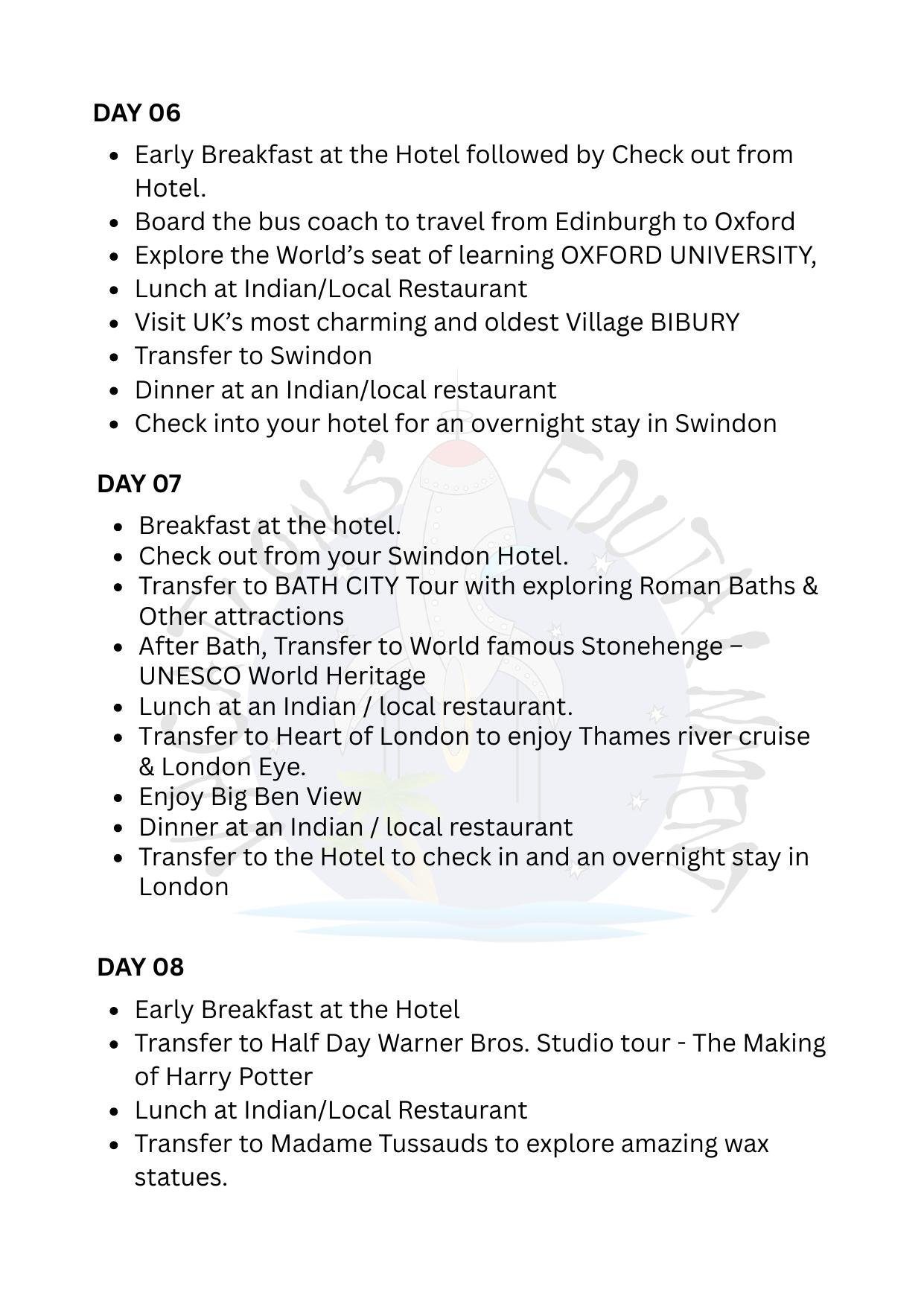 United Kingdom itinerary &ndash; page 5